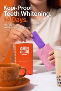 GRIN CLUB The Strips - 12% PAP+ Teeth Whitening Strips | Peroxide-Free & Enamel-Safe | 14 Daily Pouches | 30-Minute Wear | No-Mess Peel-Off | Vegan & Cruelty-Free | Designed in Singapore