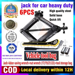 3 Ton Jack Repair Scissor Jack Tire Wrench Car Tools Set Jack Stand Wheel Nut For Car Jack Lifter for All Cars With Free Socket Wrench for Wheel Nut/Bol