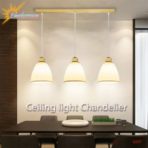 Drop Light Ceiling 3 Head Retro Style Copper Pendant Light Adjustable Length Suspension Light with Glass Shade for Dining Room Living Room Bedroom Coffee Room