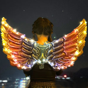LED Angel Butterfly Wing Aluminum Foil Balloon with Led String Lights Outdoor Activities Kids Toys Girls Birthday Party