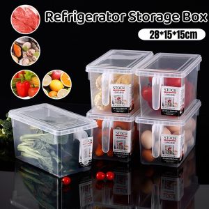 Food Containers Refrigerator Organizer Kitchen Modern Transparent Storage Box with Handle Fresh Container Bekas Makanan