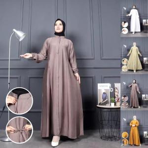 Sabrina Dress Gamis Polos Wanita Simpel Elegan Polo Linen Terbaru / Gamis kondangan / Gamis jumbo
