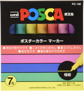 Uni Posca Paint Marker Pen Extra Fine Point PC1M7C / PC1M8C / Glitter PC1ML7C water based non toxic lightfast waterproof