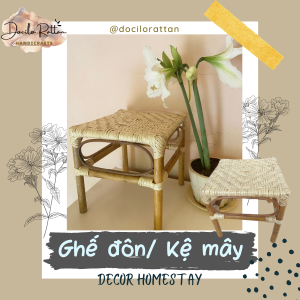 Ghế Đôn Mây/ Ghế đẩu / KỆ/ Bàn Tự Nhiên Đan Thủ Công. Trang trí nhà cửa - Dùng Cho Gia Đình Homestay Tiệm/ Quán CF