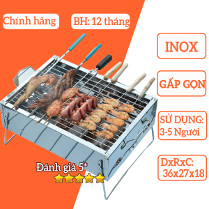 Bếp Nướng Than Inox Gấp gọn Hàng Công Ty Inox Dày 1mm Bảo hành 2 năm - Mẫu Hmin