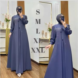 Rania Dress Gamis Wanita Burgundy Terbaru Ceruti Babydoll Premium Mix Brukat Payet Baju Kondangan