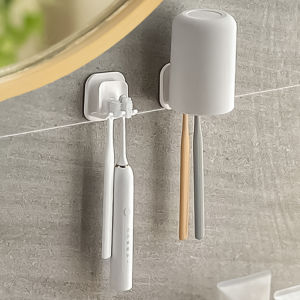 ผู้ถือแปรงสีฟันสไตล์ญี่ปุ่นติดผนังห้องน้ำที่ไม่มีรูพรุนที่วางแก้วฟันง่าย