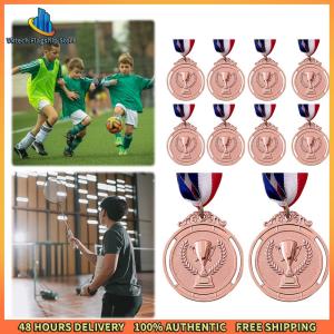 Vktech 10Pcs Gold/Silver/Bronze Medal Award Medals with Neck Ribbon Students Rewards Trophy Pattern for Talent Show Party Race