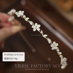 Cài tóc kim loại hoa anh đào/hoa lê trắng đính đá phong cách thanh lịch nhẹ nhàng dành cho nữ