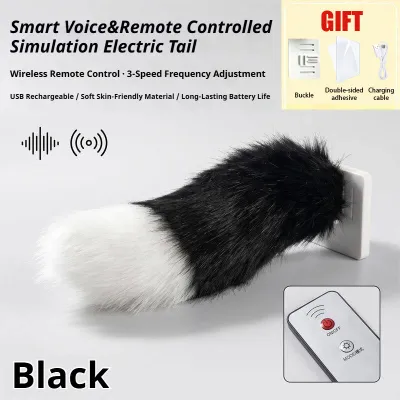 Voice Remote Control Electric Plush Swing Tail Car Exterior Mod Parts 3 Speed USB Self Adhesive Cute Vehicle Rear Ornament