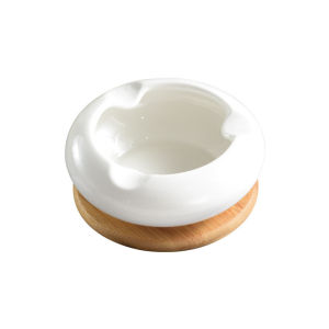 Wadah Serbaguna Keramik Alas Kayu Dekorasi Meja Modern / Tempat Keramik + Tatakan Kayu