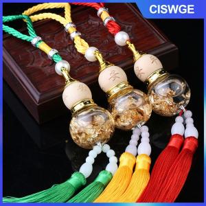 CISWGE Xe chai thủy tinh bầu Mặt dây chuyền vàng lá dưới đôi Spike bầu Mặt dây chuyền phụ kiện nội thất xe hơi Mặt dây chuyền mặt dây chuyền
