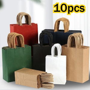 10pcs Twisted Handle Brown/White/Red/Black/Green Kraft Paper Bag with Twist Handle Bag Gift Bag