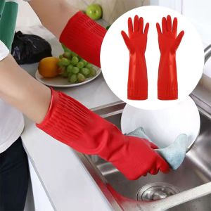 HELUVK 1 Pair Extra Long Heavy Duty Rubber Gloves Thick Waterproof Car Washing Gloves Household Cleaning Chemical Resistant Work Safety Cuffs Washing