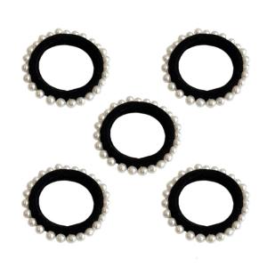 5Pcs Đàn Hồi Dây Buộc Tóc Cho Nữ Cô Gái Đàn Hồi ngọc trai nhân tạo băng đô Băng cao su Tóc Vòng Tròn Cho Mặc Giản Dị