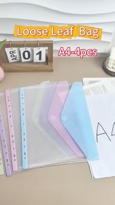 A4 Long Loose-leaf File Bag With Card Slot Plastic Envelope Binder Pocket 11Holes Clear Poly Pouch