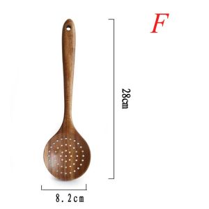GIGBM Non-Stick Natural Kitchen Utensils Colander Long Handle Tableware Spatula Spoon Soup Spoon Scoop