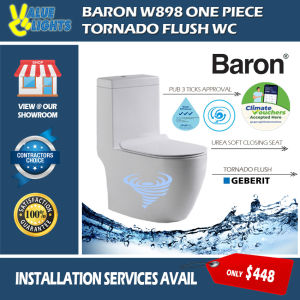 [Climate Voucher] Baron W898 1 Piece Tornado Flush WC Geberit Flush System Water Closet Toilet Bowl 3 Ticks PUB
