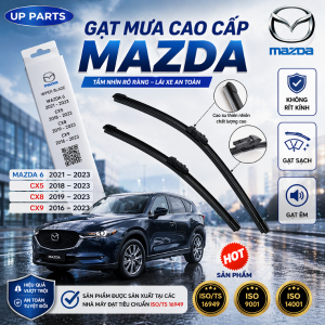 Gạt mưa ô tô Mazda 6 (2020-2022) CX5 (2018-2022) CX8 (2019-2022) CX9 (2016-2022) CHÂN BẤM Silicone - UP PARTS CAO CẤP