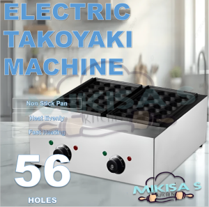 56 Holes Double Pan Electric Takoyaki Maker Machine Heavy Duty