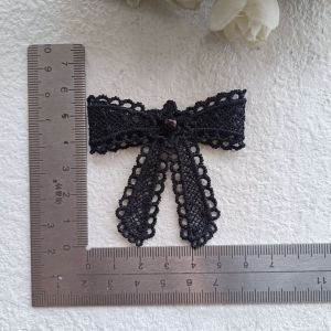 OURTOUR Handmade DIY Lace Cloth Patch Heart Bowknot Lace Fabric For Sew on Guipure Fabric Black Lace Applique Trim DIY Craft Accessories