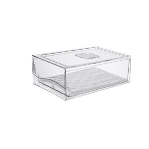 MAOMEI STORE Nhựa Hộp giữ tươi dạng ngăn kéo Trong suốt Dung lượng lớn Hộp bảo quản thực phẩm đông lạnh Đa chức năng có khay thoát nước Hộp đựng đồ trong tủ lạnh Nhà bếp