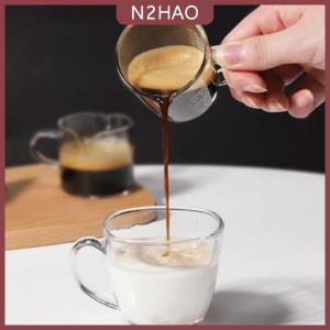 N2HAO 70 75ml Espresso Shot Glass đôi Spout Glass đo cup chịu nhiệt xử lý rõ ràng quy mô rượu vang Sữa Cà Phê Đo Jug