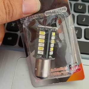 PROMO [1 Biji] Lampu Stop Rem  Warna MERAH-PUTIH 30 Mata LED Kedip dan Jalan 2 Mode Flash Running 12 Volt / Lampu Stop Rem Bayonet 30 mata LED Kedip
