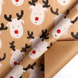 FLEURS 300cm Christmas Wrapping Paper Elk Santa Claus Present Box Packing Cartoon Cute Snowflake Xmas Arts Kraft Paper Christmas Gift