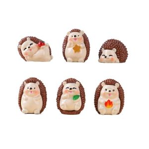 SIRENXI 6 pcs Nhựa Tượng Nhỏ Hình Con Nhím Trang trí Sáng tạo Mô hình động vật thu nhỏ Mô hình cảnh quan thu nhỏ Dễ thương Tượng điêu khắc con nhím nhỏ Trang trí bàn làm việc tại nhà