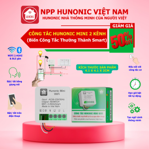 Công Tắc Wifi Hunonic Mini 2 Kênh Biến Công Tắc Thường Thành Thông Minh Bật Tắt Trên Điện Thoại
