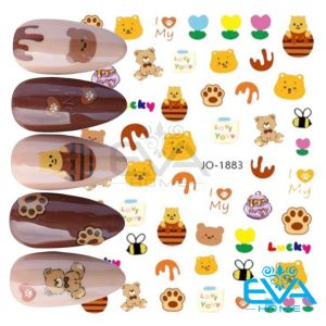 Sticker Dán Móng Tay 3D Dạng Decal Dán Móng Chống Nước Hoạ Tiết Mật Ong Và Gấu Vàng Pooh Honey Bear JO1883