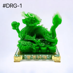 Jasaongo123 2024 Dragon Jade and Glass Stand Statue Decor Figurines Sculpture Collectibles for Wealth& Success