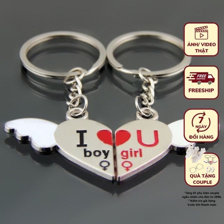 Móc Khóa Cặp Đôi Trái Tim Nam Châm