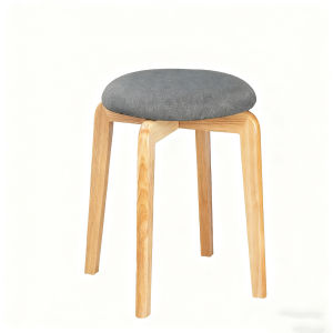 45cm Nordic-style solid wood round dining stool with soft cushion high-quality and easy to store