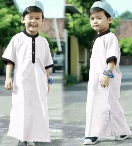 "GROSIRONLINE" Jubah Anak Laki Laki Baju Lebaran Bonus Peci Gamis Koko Jubah Baju Muslim Anak Trendy