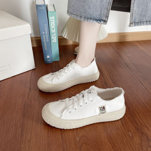 Korean style new lace-up casual sports shoes flat non-slip rubber shoes solid color work shoes