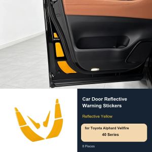 Car door reflective warning sticker for Toyota Alphard Vellfire 40 Series door edge warning reflector clean exterior styling.