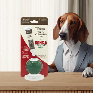 TropiClean Enticers Teeth Cleaning Gel & Kong Dental Ball Dogs Chew Toy (S/M/L) - Easy Oral Care