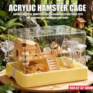 Transparent Luxury Hamster Cage Villa Large Winter House For Golden Hamsters Home Pet Room