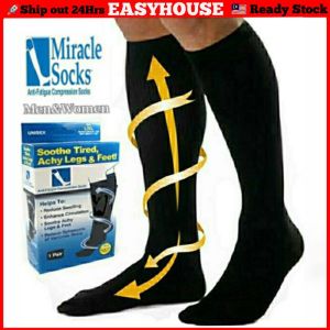 🔥LOCAL SELLER🔥 Miracle Copper Compression Socks Stokin/Stoking Berpantang Sarung Sakit Kaki Bengkak Terapi Nano Pantang Panjang maximum compression at the ankle