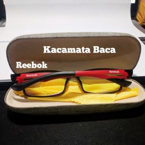 Kacamata Baca Sporty Anti Radiasi Full Rim Warna Hitam Merah Model Reebok