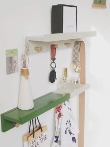 Wall Shelf Wooden Hook Background Wall Decoration Hanging Rack Clothes Organizer Bathroom Shelf Accessories Home Decoration