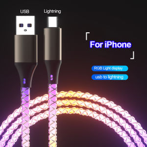 3 In 1 66W 6A RGB Color Light Micro USB Type C Cable Fast Charging Cable For Xiaomi Samsung For Car Charging Cord