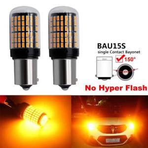 💥พร้อมส่งจากไทย💥ไฟเลี้ยวกระพริบเร็ว 144ชิพ 1156/150องศา ขั้วเยื้อง 1จุด แคนบัส สามารถสลับบวกลบได้ มีแก้วครอบหัวไฟสีส้มขั้วบิด 12V