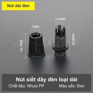 Nút Siết Dây Đèn Thả Nhựa Đen/Trắng/Trong Suốt – Nút Khóa Dây Điện Đèn Trang Trí Loại Vặn Siết Chống Tuột Dây