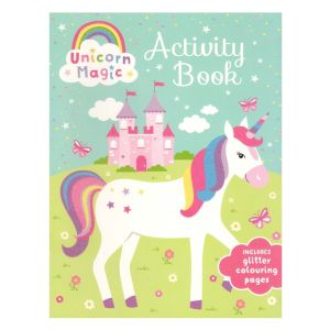Unicorn Magic Glitter Activity & Mazes Word Search Colouring Book with Glitter Poster for Kids