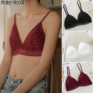 Fairy Castle French Bras Women Bralette French Style Lace Bra Girls Triangle Cup Lingerie Deep V Wireless Underwear Soft Thin Seamless Bra