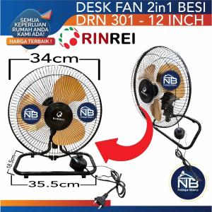 RINREI Kipas Angin Duduk Tornado 12Inch USB 2in1 Wall & Desk Fan Angin kencang hemat energi