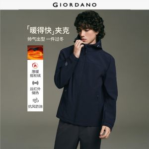 Giordano Men Softshell fleece lined print hooded jacket Free Shipping 01076748
